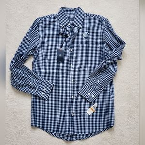 NWT Izod Blue Checked Premium Essentials Button-up Shirt szS